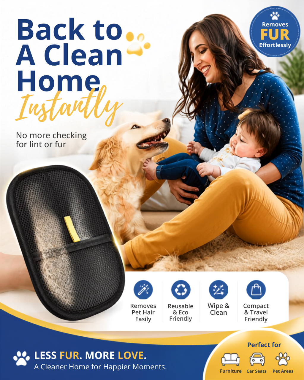 Vora | Premium Pet Hair Removal Grooming Gloves 31092