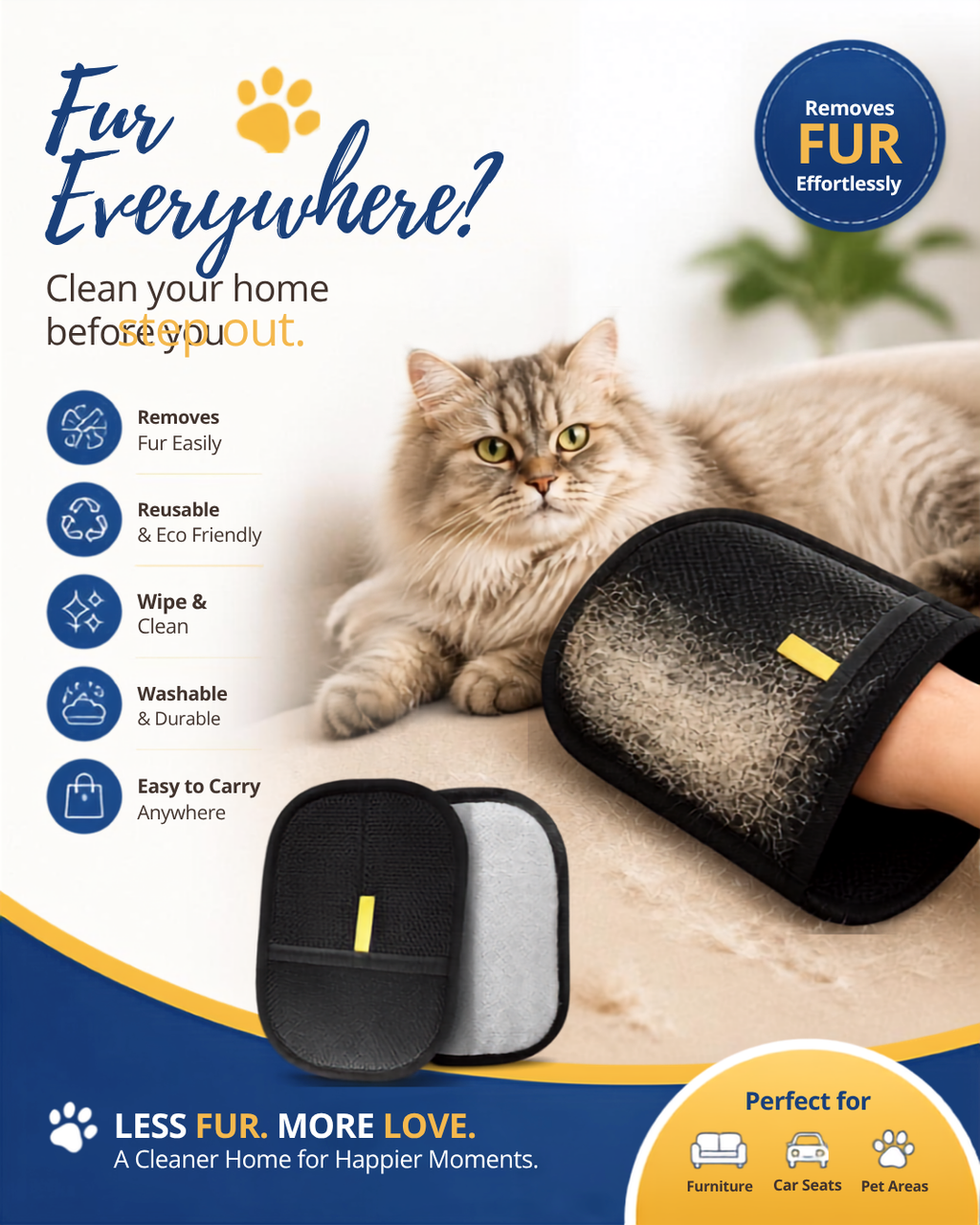 Vora | Premium Pet Hair Removal Grooming Gloves 31092