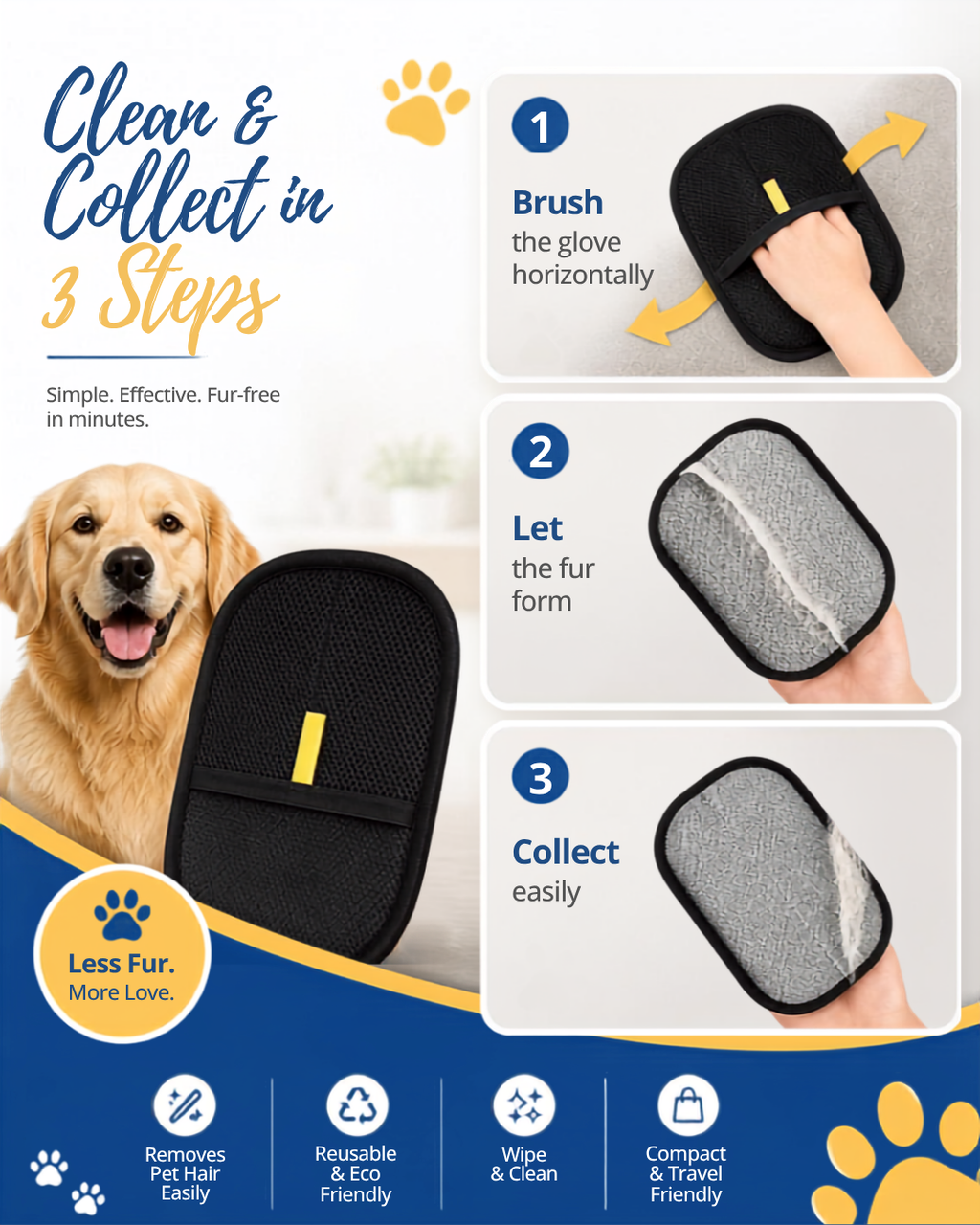 Vora | Premium Pet Hair Removal Grooming Gloves 31092