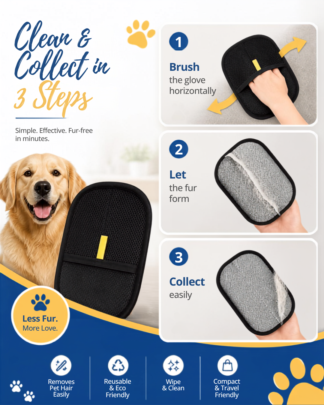 Vora | Premium Pet Hair Removal Grooming Gloves 31092