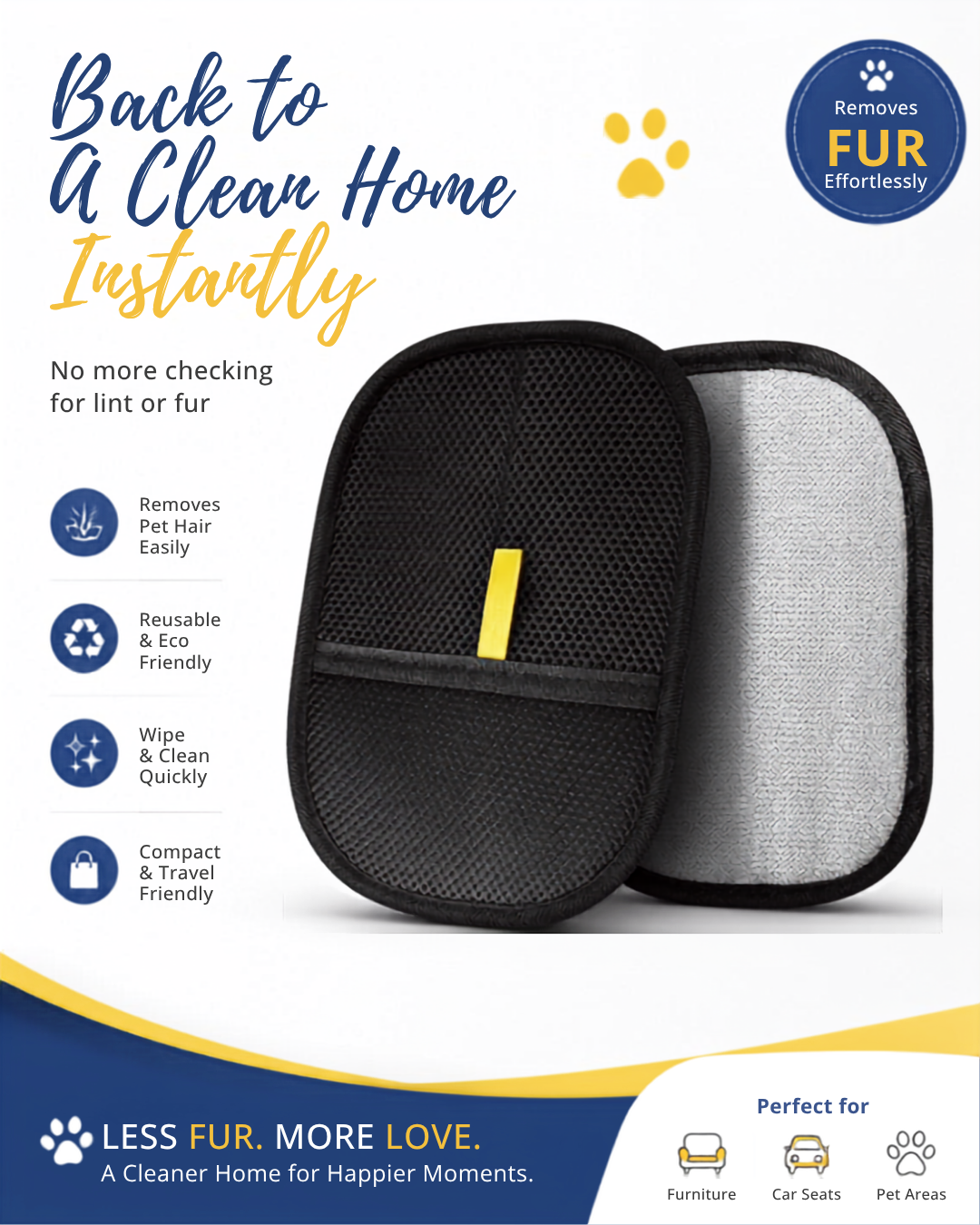 Vora | Premium Pet Hair Removal Grooming Gloves 31092